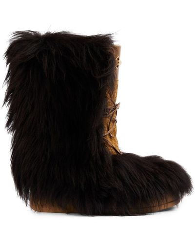 Gucci Square G-print Shearling Snow Boots - Black