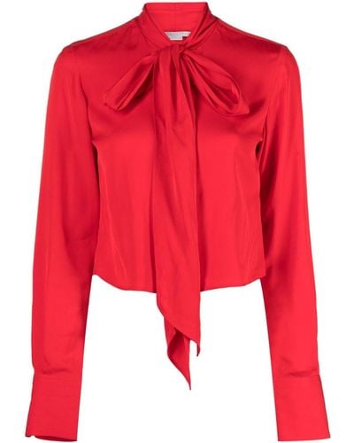 Stella McCartney Pussy-bow Collar Cropped Shirt - Red