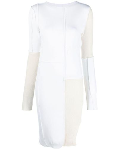 MM6 by Maison Martin Margiela Colour-block Exposed-seam Midi Dress - White