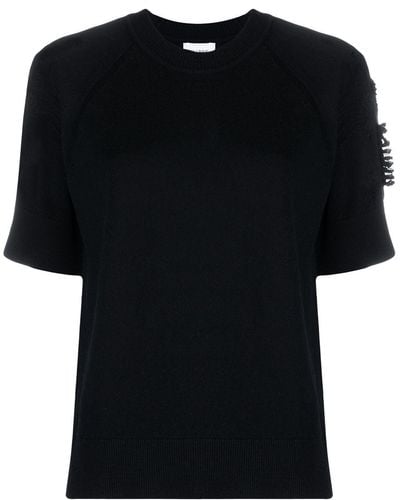 Barrie Short-sleeved Cashmere Top - Black