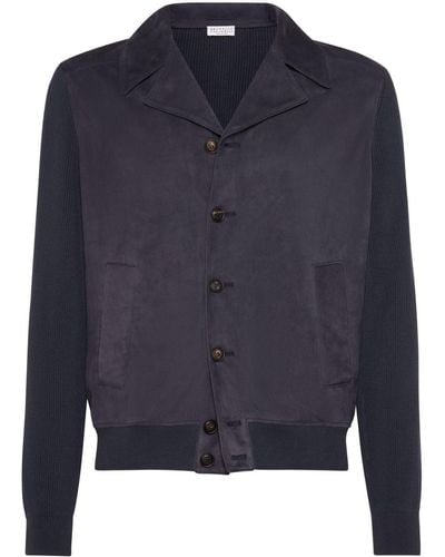 Brunello Cucinelli Shirtjack Met Vlakken - Blauw