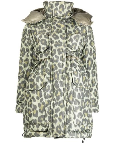 Sacai Leopard-print Hooded Puffer Jacket - Green
