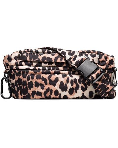 Ganni Leopard Print Belt Bag - Brown