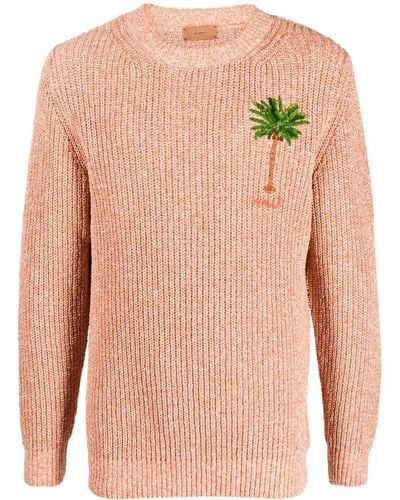 Alanui Palm Tree Crew-neck Sweater - Pink