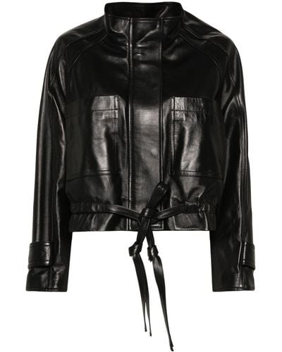Dondup Logo-plaque Leather Jacket - Black