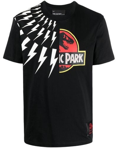 Neil Barrett X Jurassic Park Thunderbolt-print T-shirt - Black