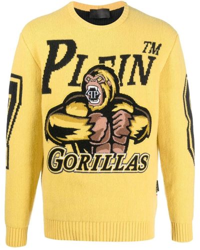 Philipp Plein Basketball Wool Pullover Sweater - Yellow