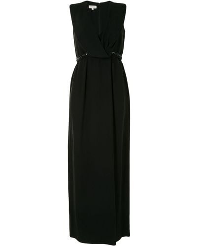 Delpozo V-neck Long Dress - Black