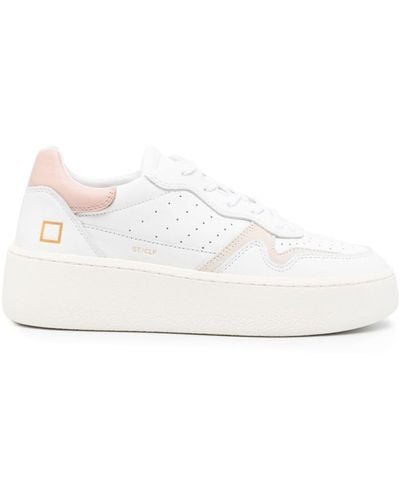 Date Logo-debossed Leather Sneakers - White