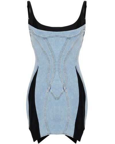 Mugler パネル ドレス - ブルー