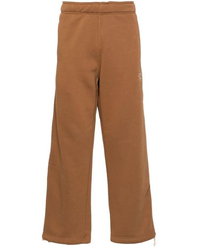 Societe Anonyme Logo Embroidered Satin Trim Trousers - Brown