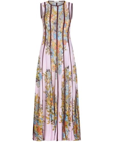 Etro Floral-print Knitted Maxi Dress - White