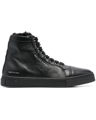 Philipp Plein Shearling Lined High-top Sneakers - Black