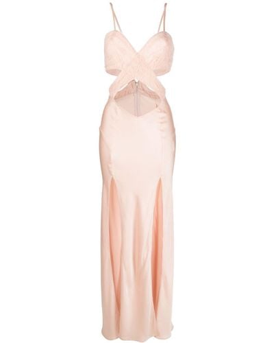 Amen Chantilly-lace Cut-out-detail Gown - Pink