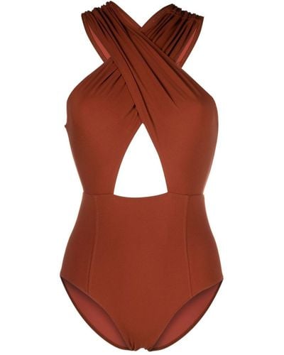 Ulla Johnson Cross-over-strap Swimsuit - Brown