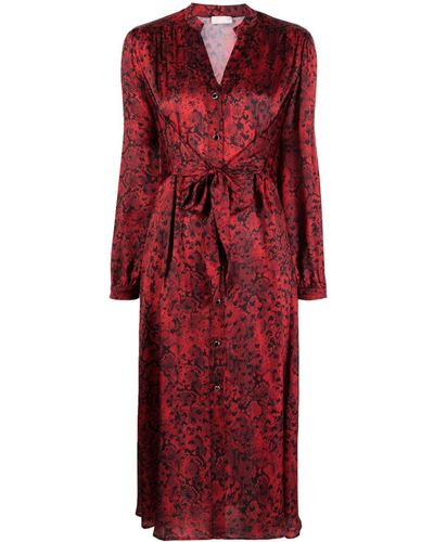 Liu Jo Snakeskin-print Satin-finish Dress - Red