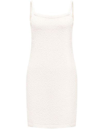 12 STOREEZ Bouclé-knit Cotton-cashmere Mini Dress - White