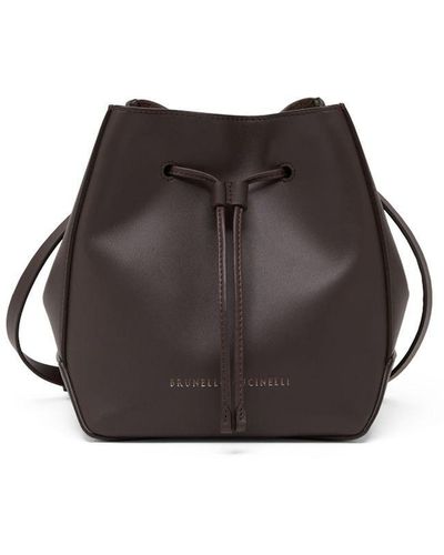 Brunello Cucinelli Monili-embellished Leather Bag - Brown