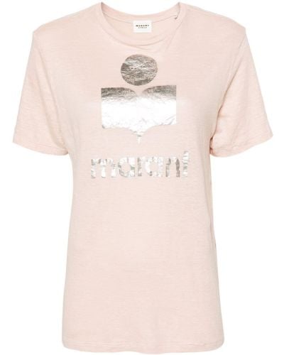 Isabel Marant T-shirt Zewel en lin à logo imprimé - Neutre