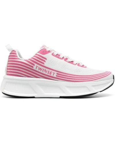 Twin Set X Fessura Striped Mesh Sneakers - Pink