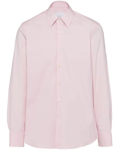 Prada Long-sleeved Poplin Shirt - Pink