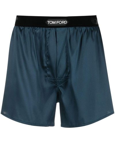 Tom Ford Boxershorts mit Logo-Bund - Blau