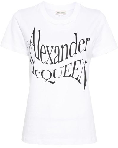 Alexander McQueen Logo print crew neck t-shirts y polos - Blanco