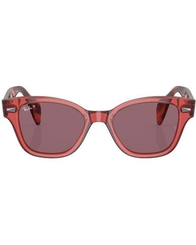Ray-Ban Eckige Sonnenbrille in Schildpattoptik - Pink