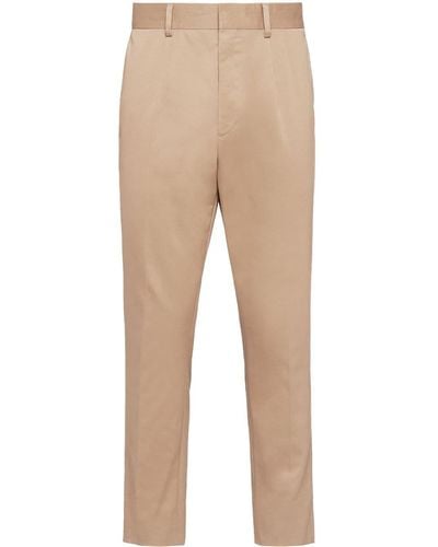 Prada Hose aus Gabardine mit Logo-Patch - Natur