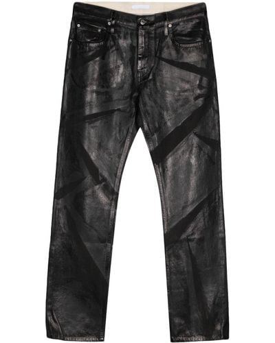 Helmut Lang Foil-print Low-rise Straight-leg Jeans - Grey