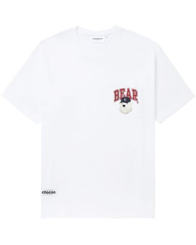Chocoolate Bear-print Cotton T-shirt - White
