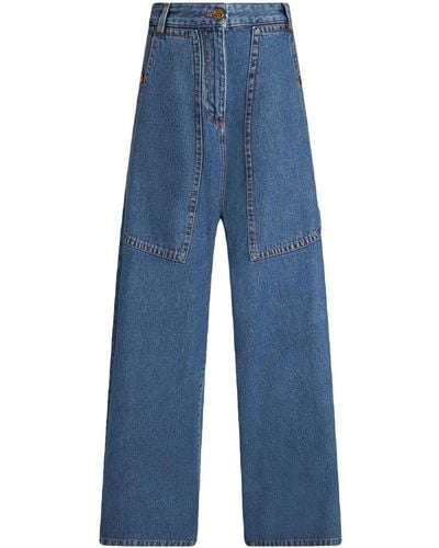 Etro Weite Jeans mit Pegaso-Stickerei - Blau