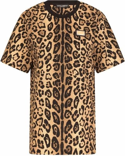 Dolce & Gabbana Camiseta con estampado de leopardo - Marrón