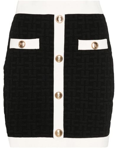 Elisabetta Franchi Monogram-jacquard Mini Skirt - Black