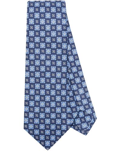 Kiton Krawatte aus Seide mit Print - Blau