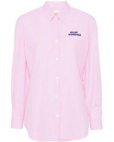 Mc2 Saint Barth Striped Seersucker Shirt - Pink
