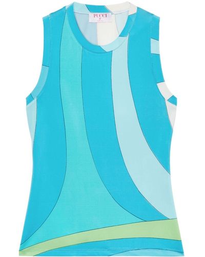 Emilio Pucci Top con estampado Marmo - Azul