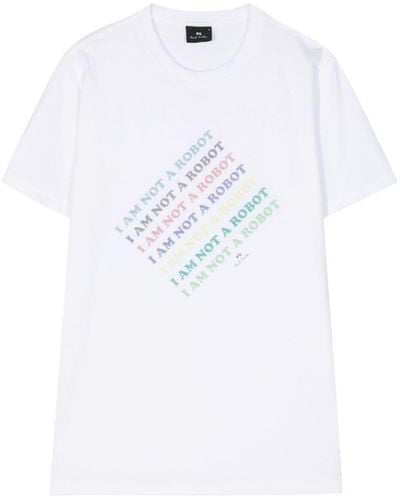 PS by Paul Smith Text-print Organic Cotton T-shirt - White