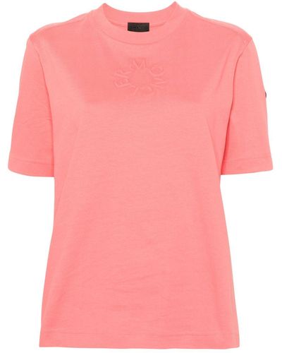 Moncler Logo-embossed Cotton T-shirt - Pink