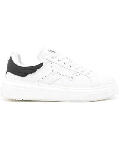 John Richmond Logo-print Leather Trainers - White