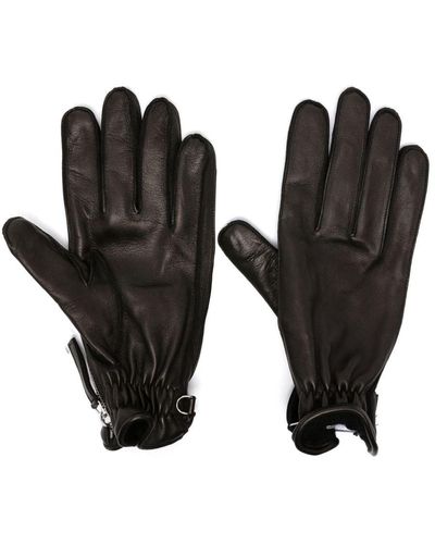 DSquared² Logo-patch Leather Gloves - Black