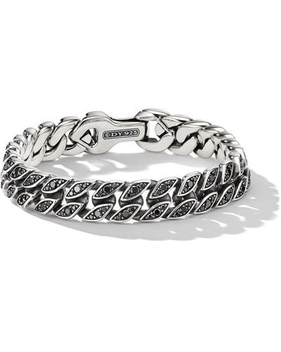 David Yurman Sterling Silver Curb Chain Diamond Bracelet - White