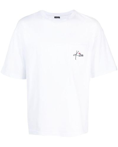 Kiton T-shirt en coton à logo brodé - Blanc