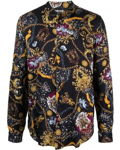 Just Cavalli Hemd mit grafischem Print - Schwarz