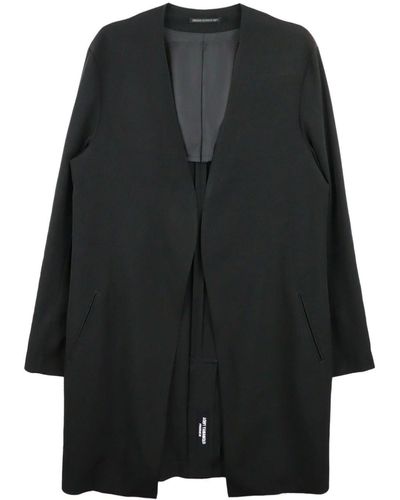 Yohji Yamamoto Collarless Open-front Coat - Black