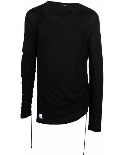 Balmain ドローストリング Tシャツ - ブラック