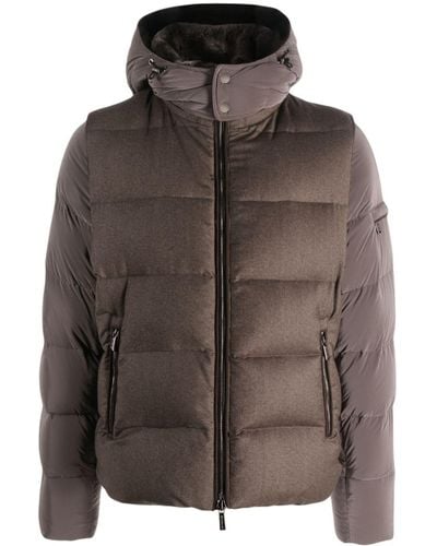Moorer Detachable-hood puffer jacket - Marrone