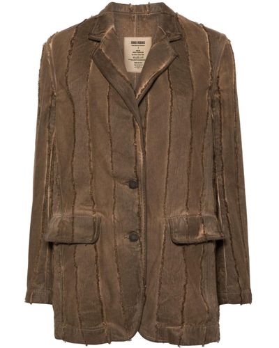Uma Wang Jane Frayed-detailing Jacket - Brown