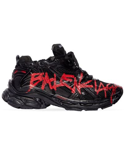 Balenciaga Runner Graffiti Trainers - Red