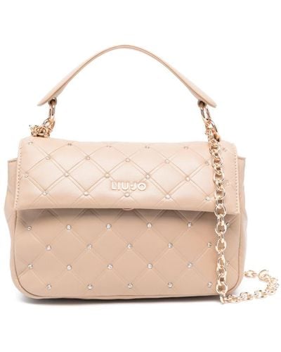 Liu Jo Quilted crystal-embellished tote bag - Neutro